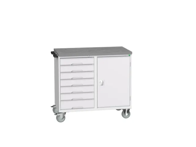 montagetafel 980x1050x600mm linoleumblad 7 laden kast front RAL7035