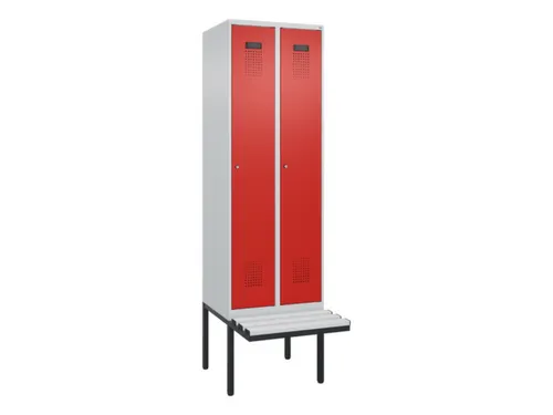 locker met bank,voor scheiding van kleding,HxBxD 2120x600x815mm,2vak