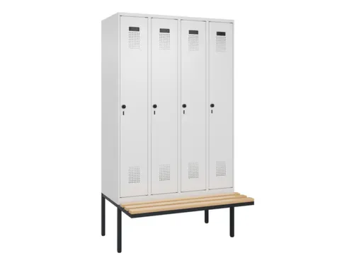 locker met bank,HxBxD 2120x1200x815mm,4vak,vak B 300mm,draaigrendel