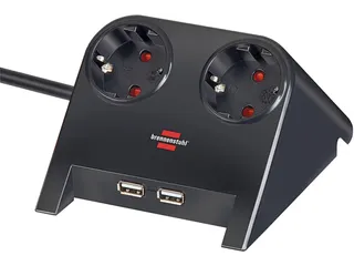 Stekkerdoos Brennenstuhl bureau 2 voudig inclusief 2 USB 1.8 m zwart - 1