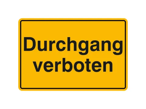 verbodsbord,Doorgang verboden,aluminium gemerkt,gemoffeld,geel/zwart