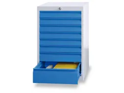 ladekast,HxBxD 800x500x600mm,8lade(n),cil.-slot,RAL7035,front RAL3000