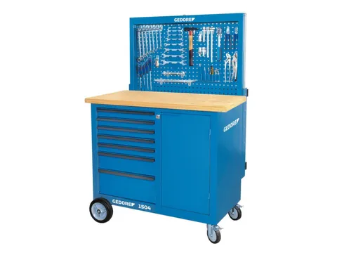 BR 1504 0511 L Werkbank met rollen en achterwand