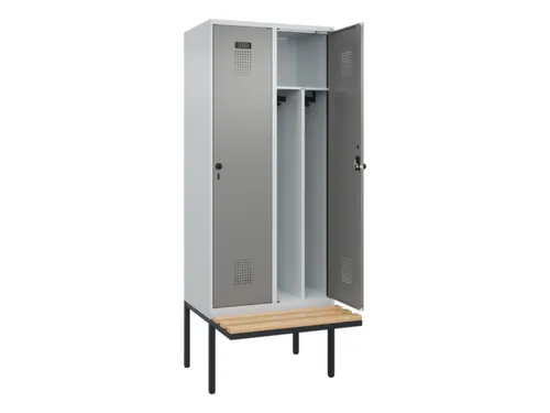locker met bank,voor scheiding van kleding,HxBxD 2120x800x815mm,2vak