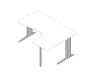 hoekbureau 730x1600x1200mm blad wit verdieping rechts C-voet aluminium - 1