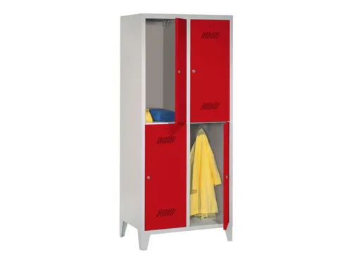dubbeldekse locker,HxBxD 1850x800x500mm,2x2vak.,RAL7035,front RAL3000
