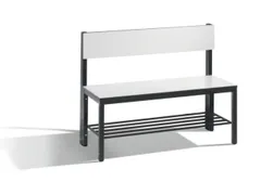 omkleedbank,HxLxD 796x1000x407mm,HPL wit,frame staal RAL7021,leuning