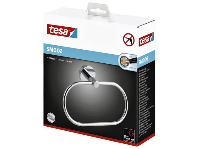 Handdoekring tesa Smooz hoogglans verchroomd metaal zelfklevend