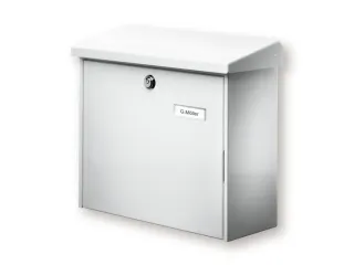 muurbrievenbus,staal,wit,HxBxD 340x380x148mm,inworp boven,uitname voor - 1
