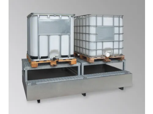 Opvangbak 2x Ibc Opvangvol. 1000l Staal 745x2680x1400mm Aftapbok