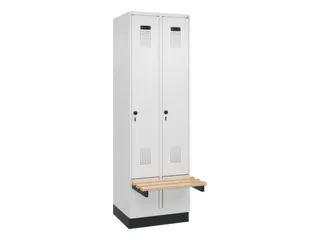 locker met bank,HxBxD 1950x600x815mm,2vak,vak B 300mm,draaigrendel - 2