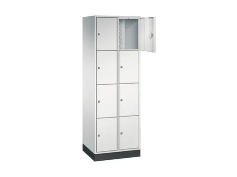 lockerkast,RAL 7035,HxBxD 1950x620x500mm,2x4vakken,cil.-slot,sokkel