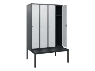locker met bank,HxBxD 1950x1200x815mm,4vak,vak B 300mm,cil.-slot - 2