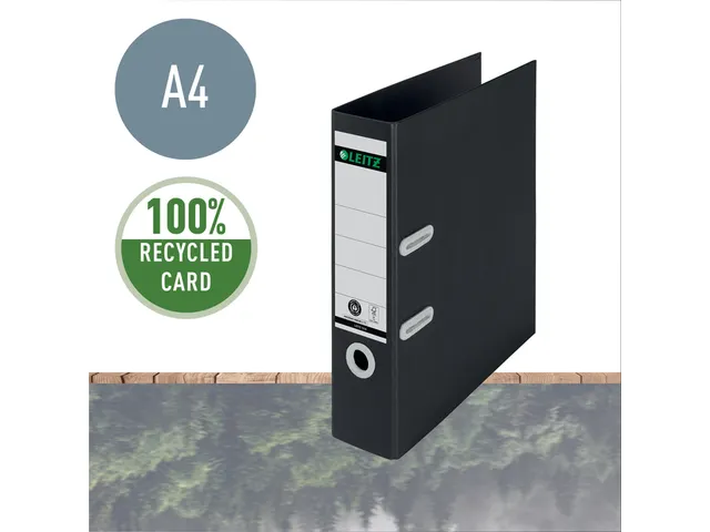 Classeur à levier Leitz Recycle 180° A4 80mm carton noir