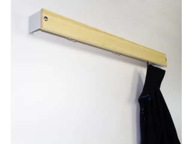 wandkapstok,HxL 90x1015mm,m. jashaak,hout/staal,grenen/lichtgrijs