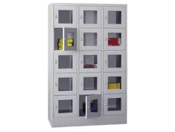 lockerkast,HxBxD 1850x1200x500mm,3x5vakken,RAL7035,front RAL5012