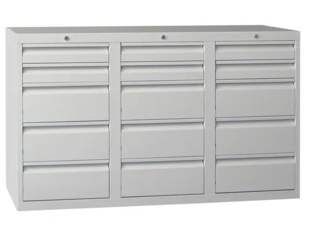 ladekast HxBxD 900x1500x500mm 15laden RAL7035 front RAL7035