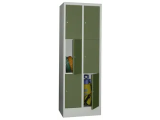 lockerkast,HxBxD 1850x600x500mm,2x3vakken,RAL7035,front RAL6011 - 2