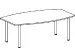 vergadertafel HxBxD 72x200x80cm vatvormig Lichtgrijs 4voeten Alu