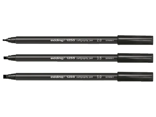 Kalligrafiepen edding 1255 zwart 3 lijndiktes blister à 3st