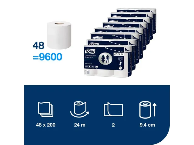 Tork 472161 T4 Traditioneel Toiletpapier Advanced 2-Laags 48 rol