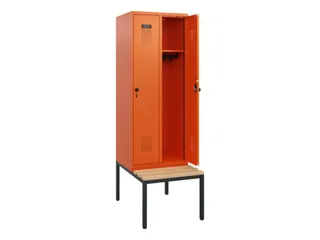 locker met bank,HxBxD 1950x600x815mm,2vak,vak B 300mm,draaigrendel - 1