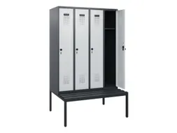 locker met bank,HxBxD 1950x1200x815mm,4vak,vak B 300mm,draaigrendel