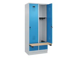 locker met bank,HxBxD 1950x800x815mm,2vak,vak B 400mm,draaigrendel - 1