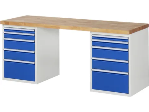 werkbank,HxBxD 890x2000x700mm,beukblad,draagverm. 750kg,2containers