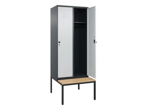 locker met bank,HxBxD 2120x800x815mm,2vak,vak B 400mm,draaigrendel
