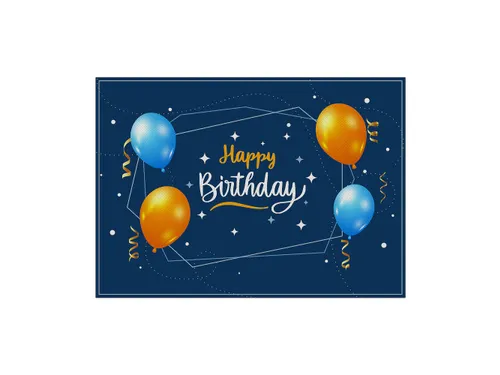 Placemat 45x32cm PVC Birthday Blauw 6 Stuks