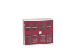 wandkast 900x1050x350mm 2xStalen bodem sokkel Ral 7035 front Ral 3004