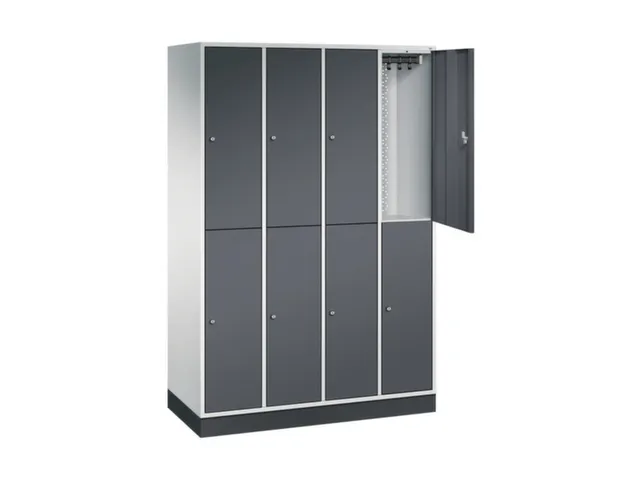 Dubbeldekse garderobekast,HxBxD 1950x1220x500mm,4x2vak.,vak B 260mm