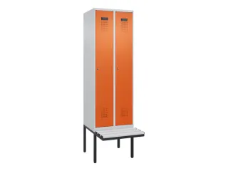 locker met bank,voor scheiding van kleding,HxBxD 2120x600x815mm,2vak - 2