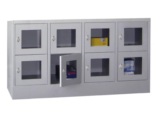 lockerkast,HxBxD 855x1600x500mm,4x2vakken,RAL7035,front RAL5012