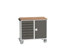 montagetafel 980x1050x600mm multiplexblad 7 laden kast front RAL7016