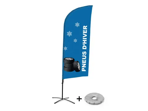 Promotievlag Alu Wind complete set "Pneus d'hiver" kruisvoet Zwart