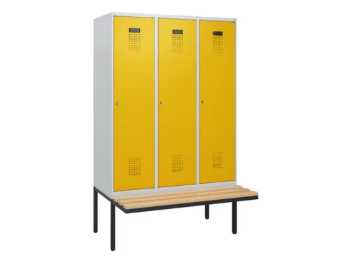 locker met bank,HxBxD 1950x1200x815mm,3vak,vak B 400mm,cilinderslot
