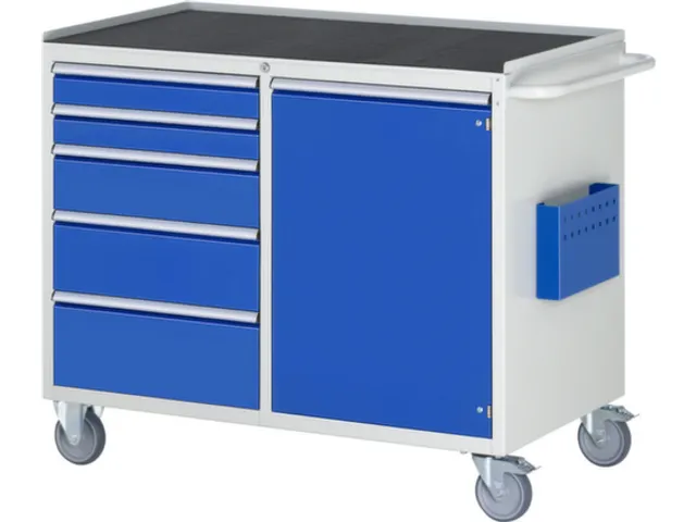 gereedschapswagen 975x1145x650mm metaalblad 450kg 5 laden+kast RAL5010