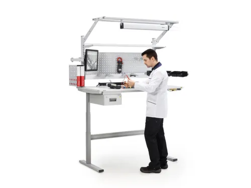 ESD-montagetafel,HxBxD 630-1270x900x800mm,blad gelamineerd grijs