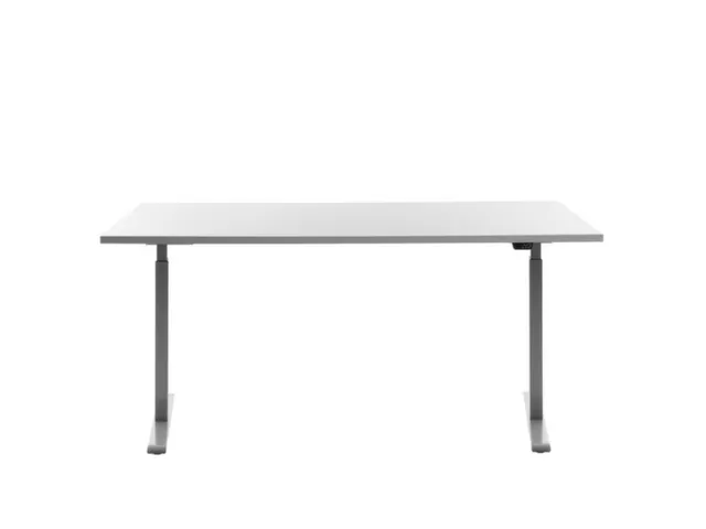 Elektrisch ihv bureau,HxBxD 700-1200x1600x800mm,blad wit,T-voet grijs