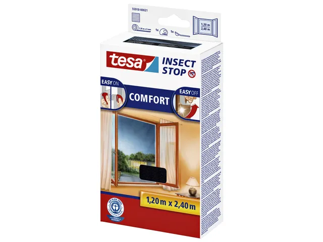 Insectenhor tesa Insect Stop COMFORT buitendraaiende ramen 1,2x2,4m zw