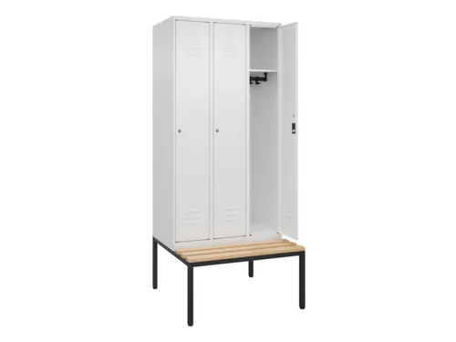 locker met bank,HxBxD 2120x900x815mm,3vak,vak B 300mm,cil.-slot