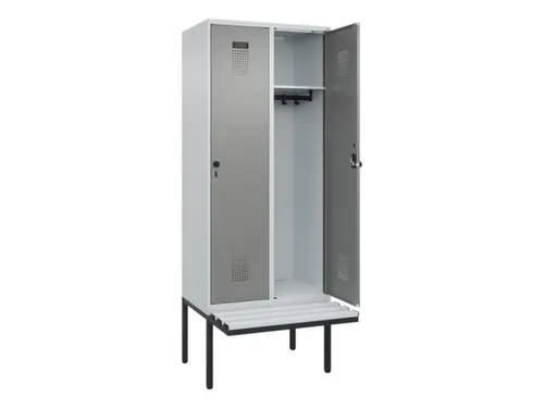 locker met bank,HxBxD 2120x800x815mm,2vak,vak B 400mm,draaigrendel