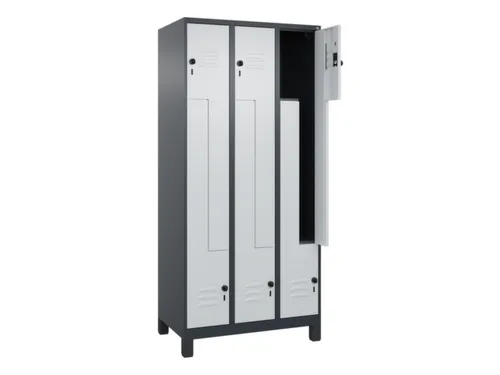 Z-garderobekast,HxBxD 1950x900x500mm,vak B 150/300mm,draaigrendel