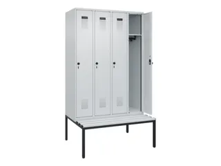 locker met bank,HxBxD 2120x1200x815mm,4vak,vak B 300mm,draaigrendel - 1