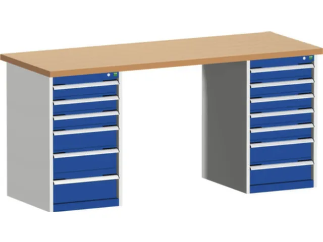 werkbank,HxBxD 940x2000x750mm,beukenblad,draagverm. 1500kg,2containers