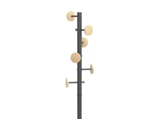 Music designkapstok zwart metaal met 9 houten haken met paraplurek 175 - 2