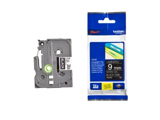Labeltape Brother P-touch TZe-325 standaard 9mm wit op zwart - 6
