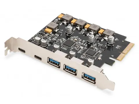 PCIe-kaart 2x USB-C + 3x USB A 5x SuperSpeed ​​​​10Gbps